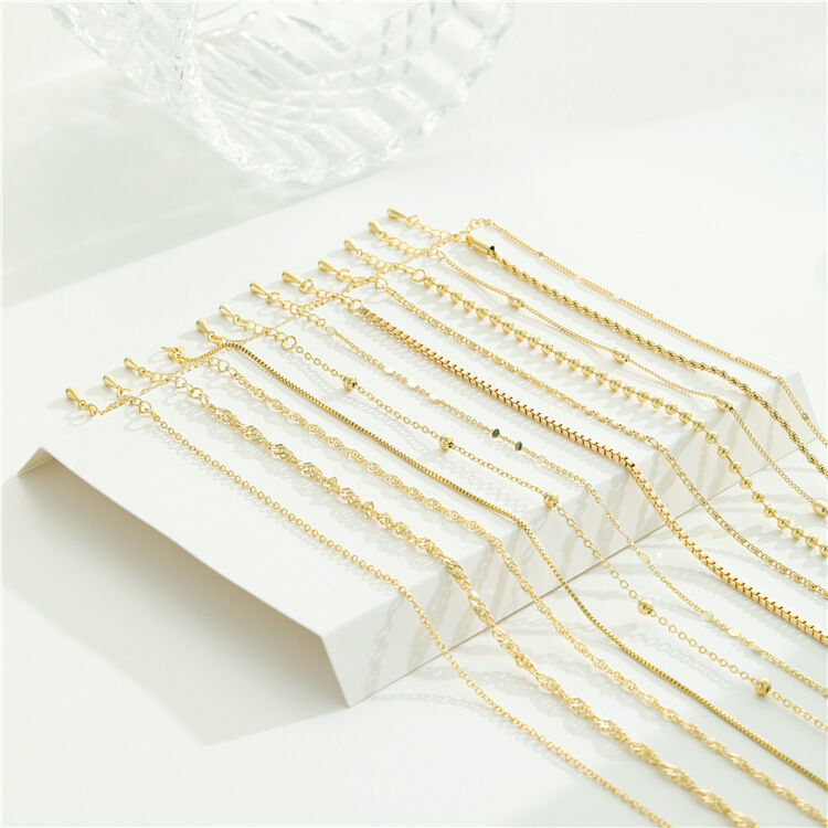 quality Factory Wholesale 14k Gold Plated  Necklace Bracelet Oshaped Twist Box Chain Pendant for Diy Jewelry Accessories Making factory