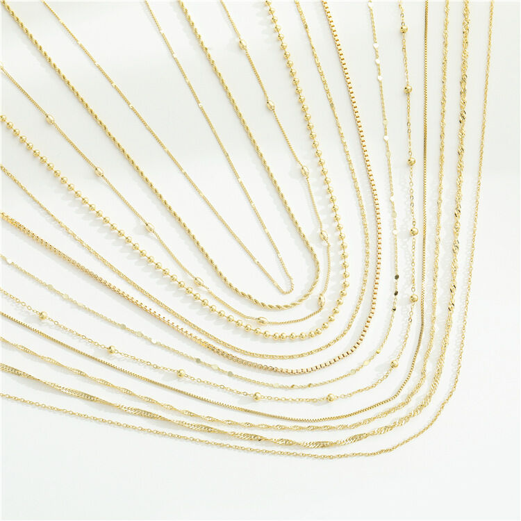 quality Factory Wholesale 14k Gold Plated  Necklace Bracelet Oshaped Twist Box Chain Pendant for Diy Jewelry Accessories Making factory