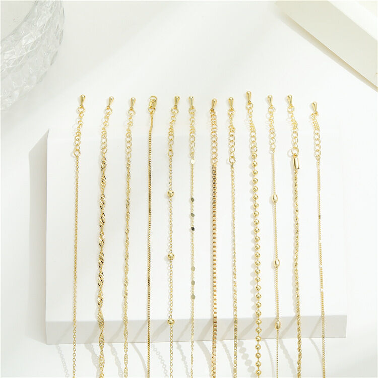 quality Factory Wholesale 14k Gold Plated  Necklace Bracelet Oshaped Twist Box Chain Pendant for Diy Jewelry Accessories Making factory