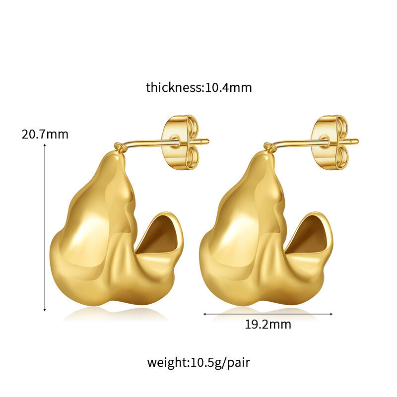 quality 18K Stainless Steel Hollow Earrings Female Retro Light Luxury Titanium Steel Earrings Geometric Ring Water Drop Studs Earrings factory