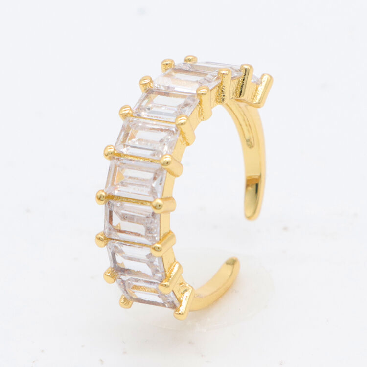 quality Factory Wholesale Fashion Designed Brass 14K Gold Plated Ladies' Open Adjustable Ring Featuring Micro Set Clear Zircon Rings factory