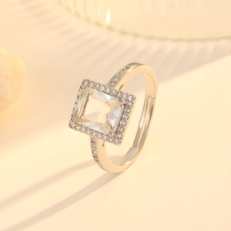 quality Wholesale Fashion Brass 18K Gold Plated White Red Green Zircon Adjustable Personalized Open Irregular Unisex Ring factory