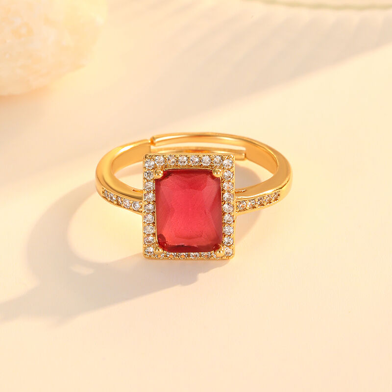 quality Wholesale Fashion Brass 18K Gold Plated White Red Green Zircon Adjustable Personalized Open Irregular Unisex Ring factory