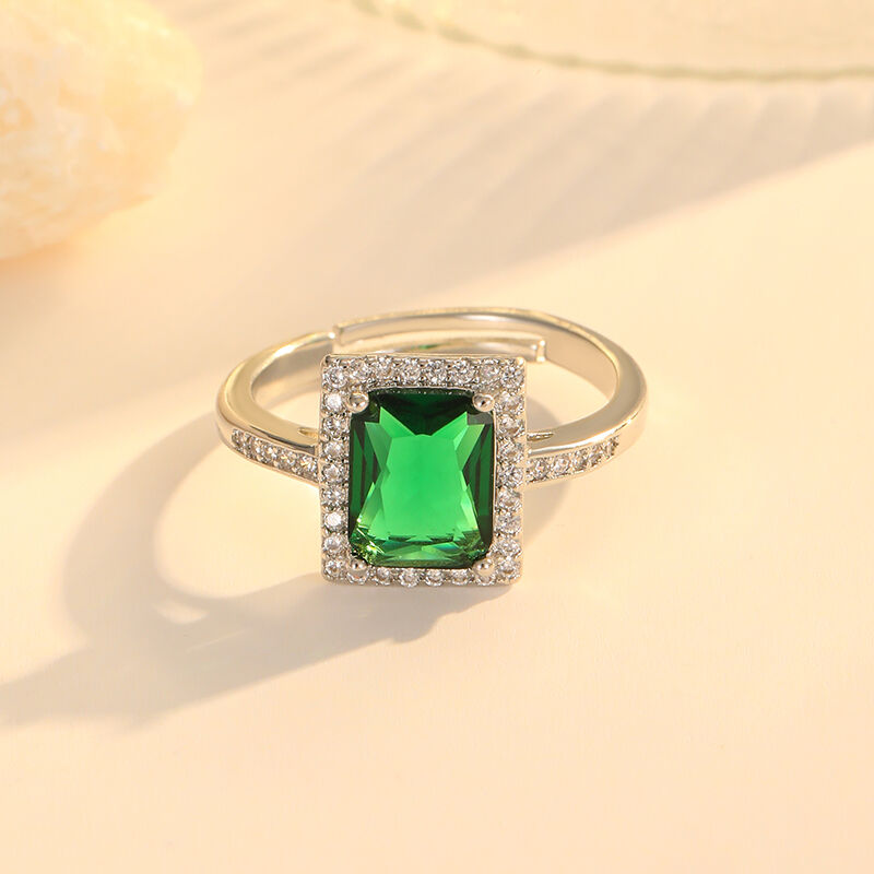 quality Wholesale Fashion Brass 18K Gold Plated White Red Green Zircon Adjustable Personalized Open Irregular Unisex Ring factory