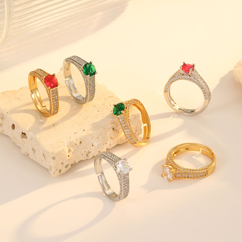 quality Custom 18K Gold Plated Brass Zircon Ring High End Open Adjustable Fashion Versatile and Elegant Women's Jewelry Rings factory