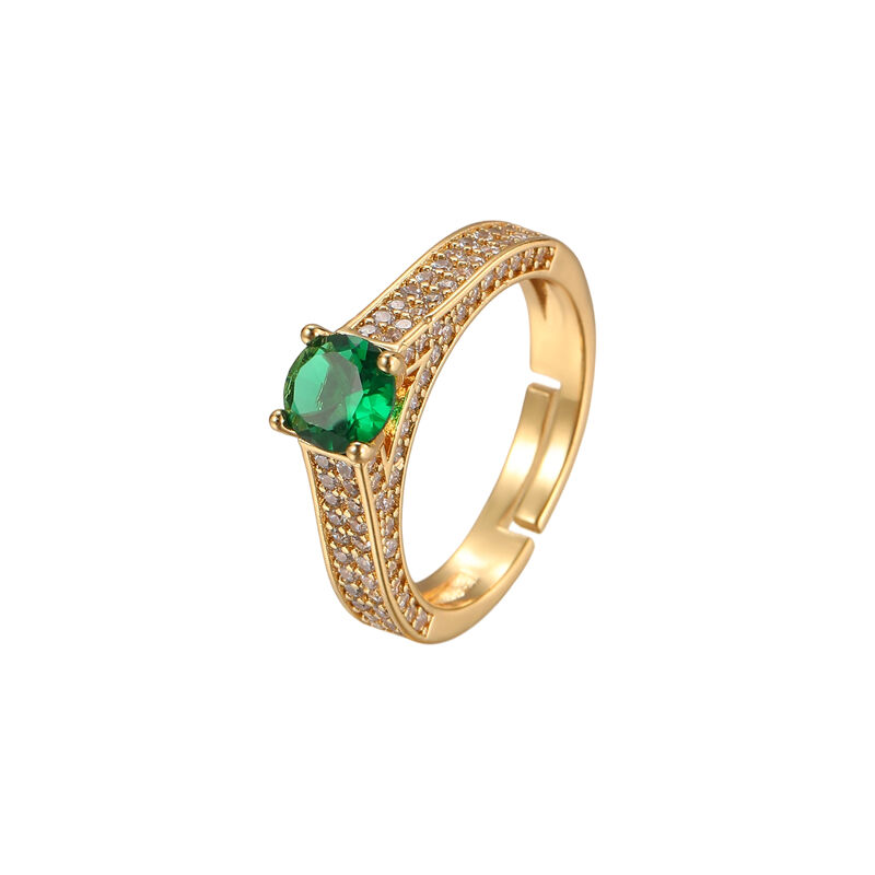 quality Custom 18K Gold Plated Brass Zircon Ring High End Open Adjustable Fashion Versatile and Elegant Women's Jewelry Rings factory