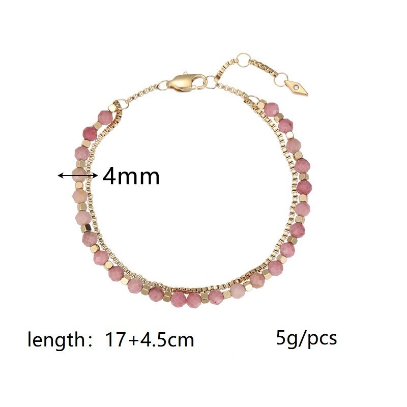 quality New Bohemian Style 18K Gold Plated Stainless Steel Box Chain Beaded Bracelet Fashion Women's Jewelry Bracelets factory