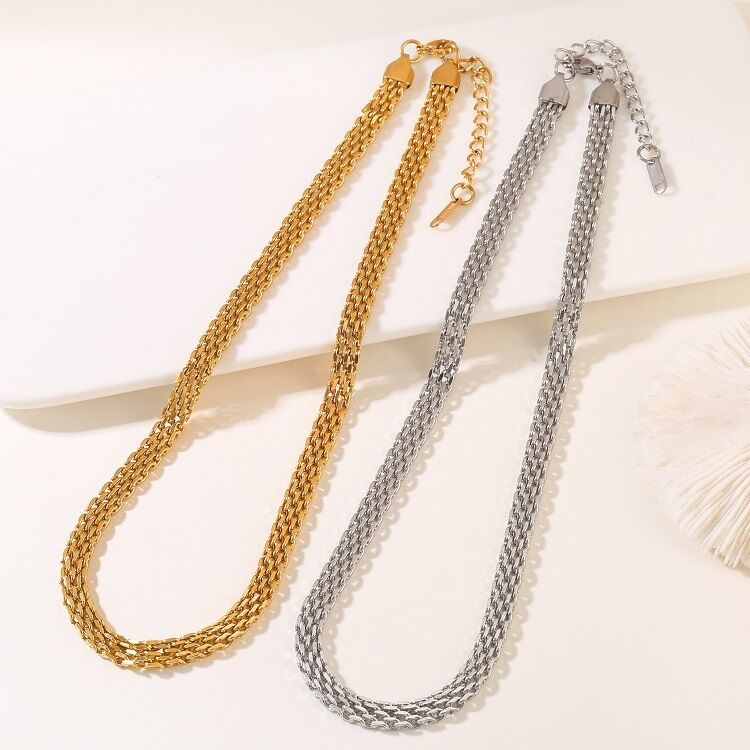 quality Wholesale Fashion New Products Unique Design Snake Skin Pattern Stainless Steel Necklace PVD 14K Jewelry Necklace factory