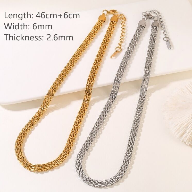 quality Wholesale Fashion New Products Unique Design Snake Skin Pattern Stainless Steel Necklace PVD 14K Jewelry Necklace factory