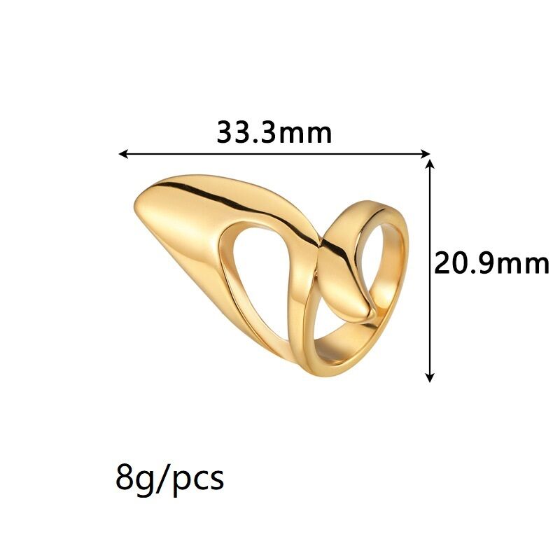 quality Fashion New 18K Gold Plated Stainless Steel Open Ring With Adjustable Size and a High End Irregular Jewelry Rings factory