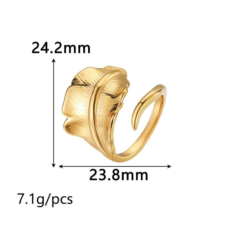quality Fashion New 18K Gold Plated Stainless Steel Open Ring With Adjustable Size and a High End Irregular Jewelry Rings factory