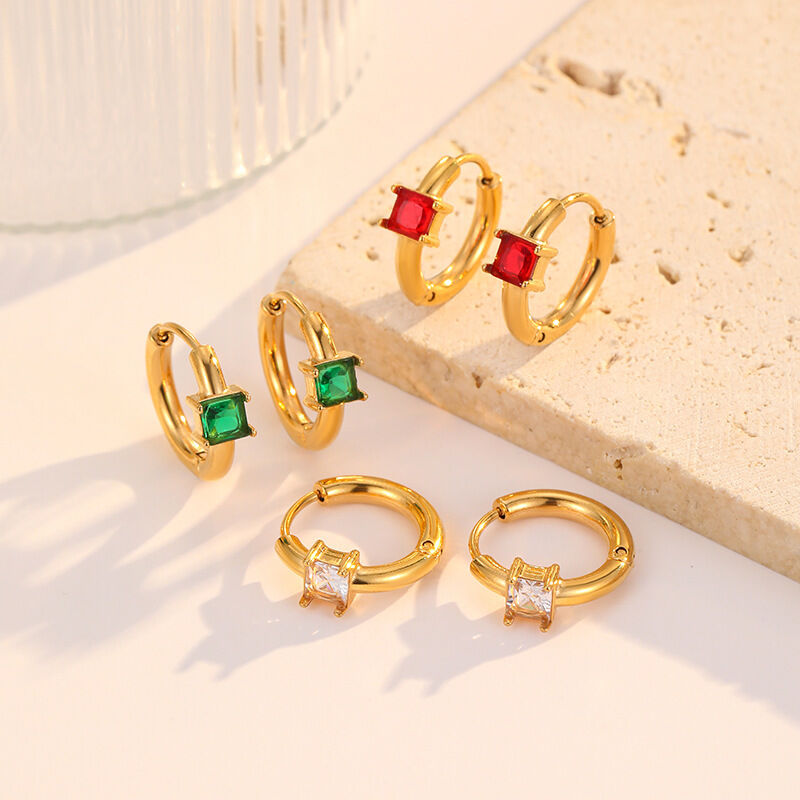 quality 18K Gold Fashion Zircon Huggie Earring New Luxury Niche Stainless Steel Women's Jewelry Hoop Earrings factory