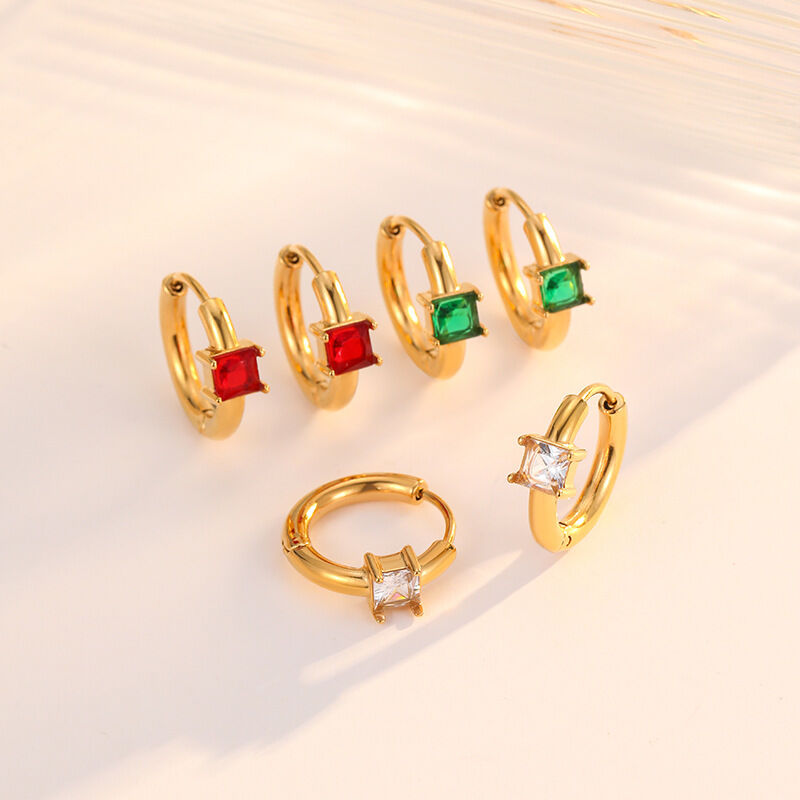 quality 18K Gold Fashion Zircon Huggie Earring New Luxury Niche Stainless Steel Women's Jewelry Hoop Earrings factory