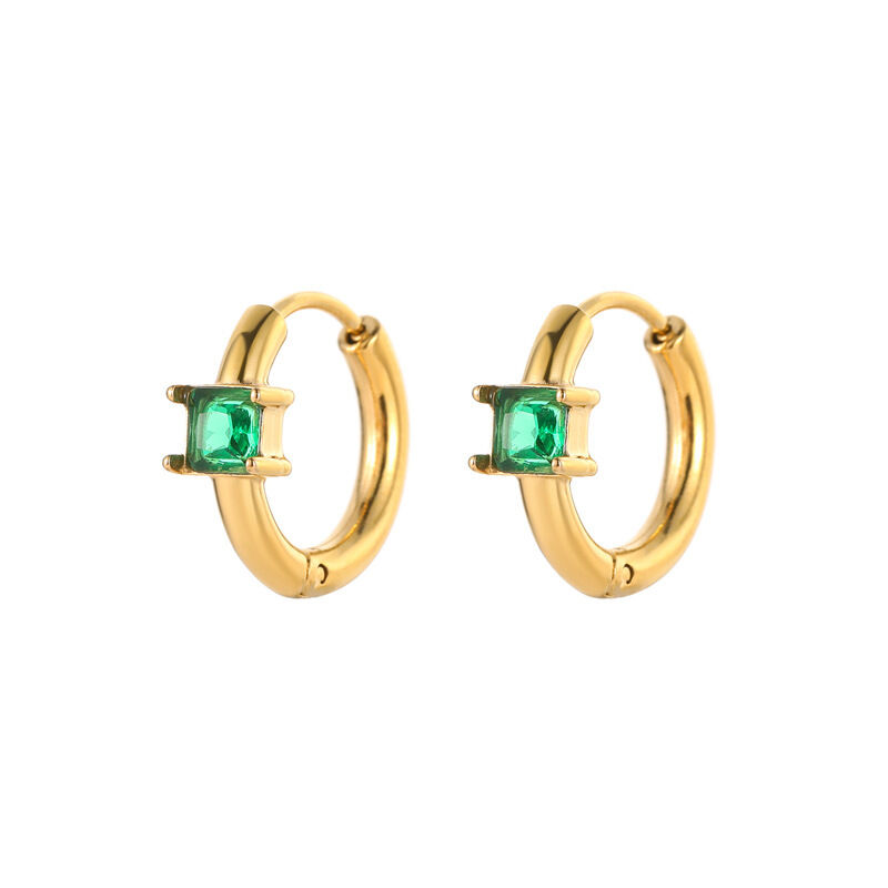 quality 18K Gold Fashion Zircon Huggie Earring New Luxury Niche Stainless Steel Women's Jewelry Hoop Earrings factory