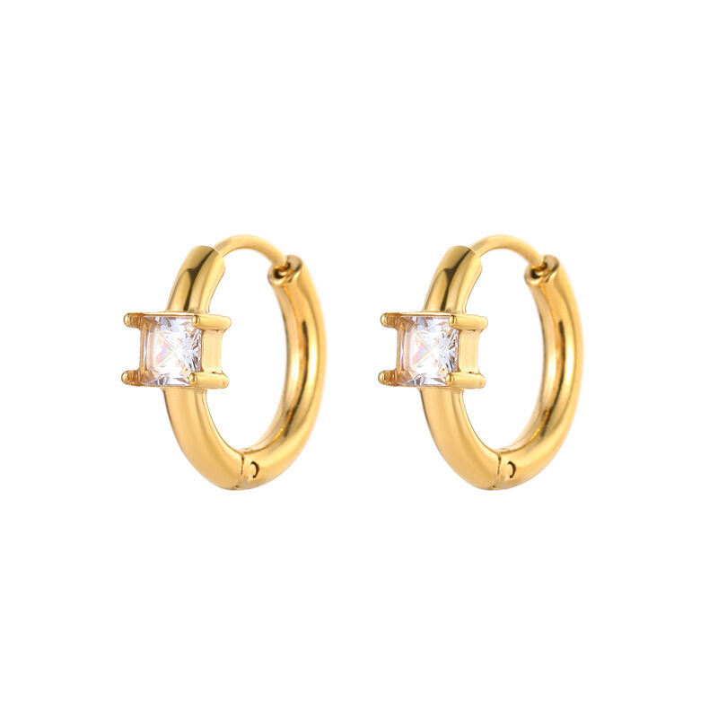 quality 18K Gold Fashion Zircon Huggie Earring New Luxury Niche Stainless Steel Women's Jewelry Hoop Earrings factory
