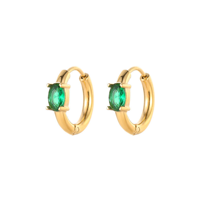 quality Wholesale Fashion Luxury and High End Stainless Steel PVD 18K Gold Zircon Huggie Earring and Women Jewelry Hoop Earrings factory
