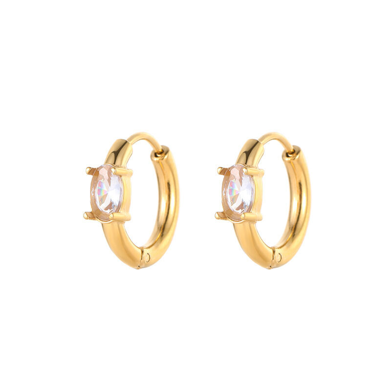 quality Wholesale Fashion Luxury and High End Stainless Steel PVD 18K Gold Zircon Huggie Earring and Women Jewelry Hoop Earrings factory