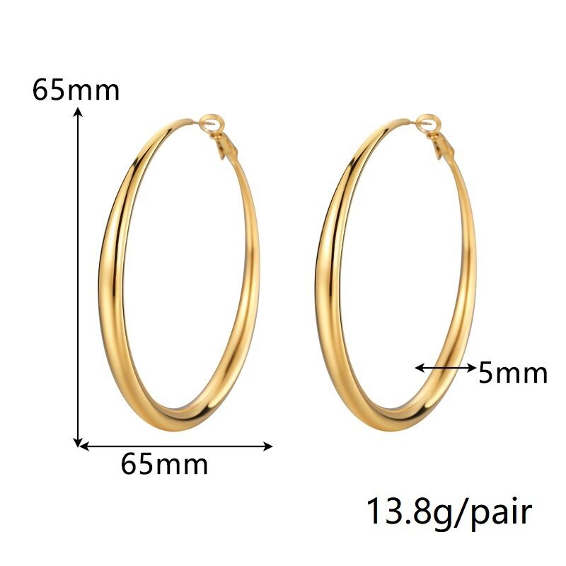 quality Fashion European and American Style Stainless Steel Hoop Earrings 18K PVD Plated Large Hoop Earrings for Women's Birthday Party factory