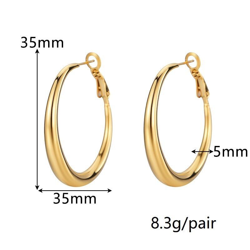 quality Fashion European and American Style Stainless Steel Hoop Earrings 18K PVD Plated Large Hoop Earrings for Women's Birthday Party factory