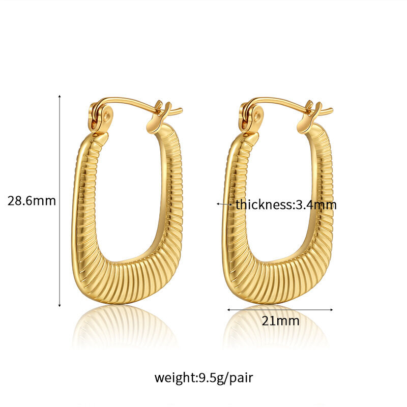 quality 18K Vacuum Gold-Plated Fashion Stainless Steel Round Earring Female Geometric Earrings factory