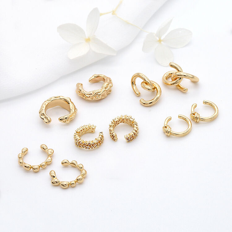 quality Multi Design 14K Gold Plated Ear Cuff Earrings factory