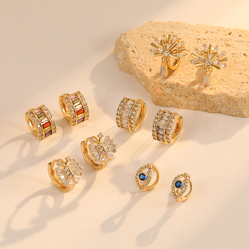 quality Multi Shape 14K Gold Plated Sow Shape Evil Eye Ear Buckles Earrings Jewelries for Jewelry Earrings factory