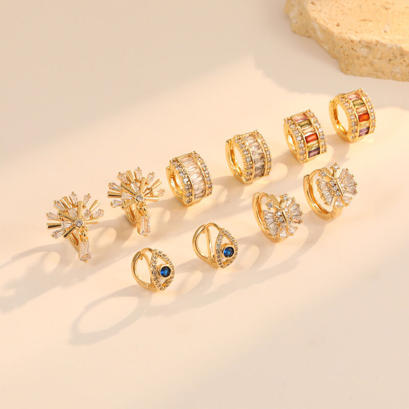quality Multi Shape 14K Gold Plated Sow Shape Evil Eye Ear Buckles Earrings Jewelries for Jewelry Earrings factory