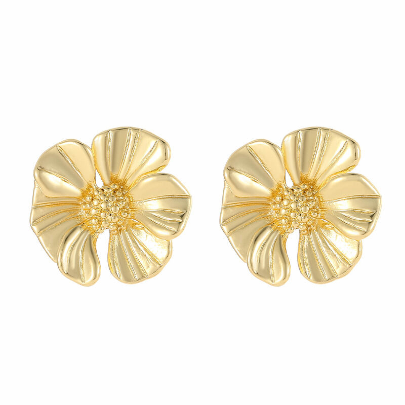 quality Jiexing Fashion 18k Gold Plated Stainless Steel Earrings Petal C Shaped Irregular Folding Women's Earring Accessories factory