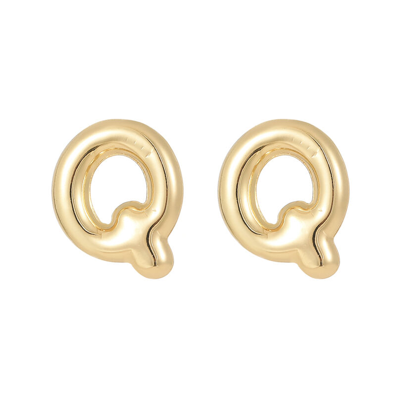 quality Jiexing Hot Selling 14K Gold Plated 925 Silver Needles A-Z Studs Smooth Surface Bubbles 26 English Letter Earrings factory