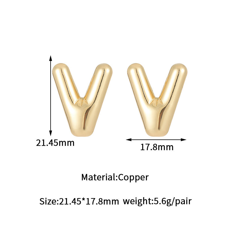 quality Jiexing Hot Selling 14K Gold Plated 925 Silver Needles A-Z Studs Smooth Surface Bubbles 26 English Letter Earrings factory