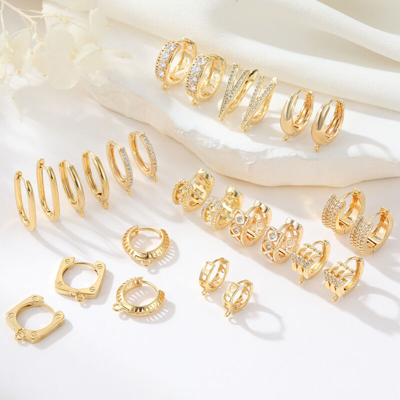 quality Wholesale Fashion U Shape Geometric Ear Studs 14K Zircon Earrings DIY Hoop Earrings Women's Earrings Accessories factory