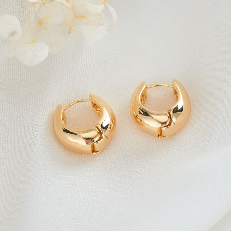 quality Fashion Brass 14K Gold Plated Irregular Wavy Surface Geometric Round Women's Jewelry Earrings factory