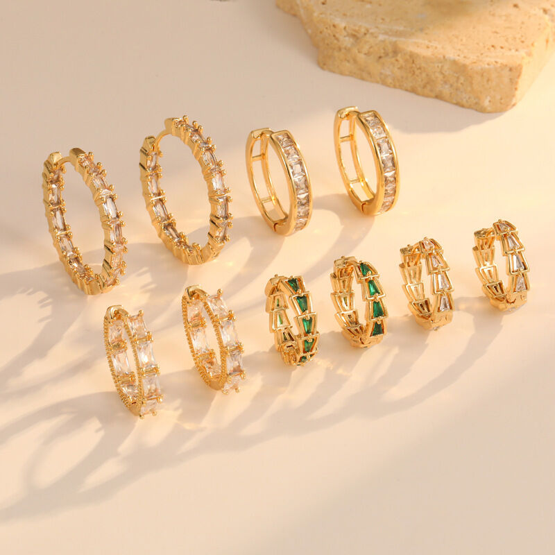 quality High Quality Gold Plated Brass Earrings Colored Zircon Earrings Fashion Women's Earrings Jewelry Accessories factory