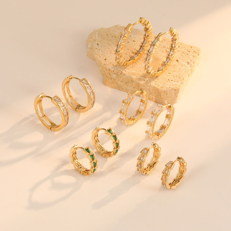 quality High Quality Gold Plated Brass Earrings Colored Zircon Earrings Fashion Women's Earrings Jewelry Accessories factory