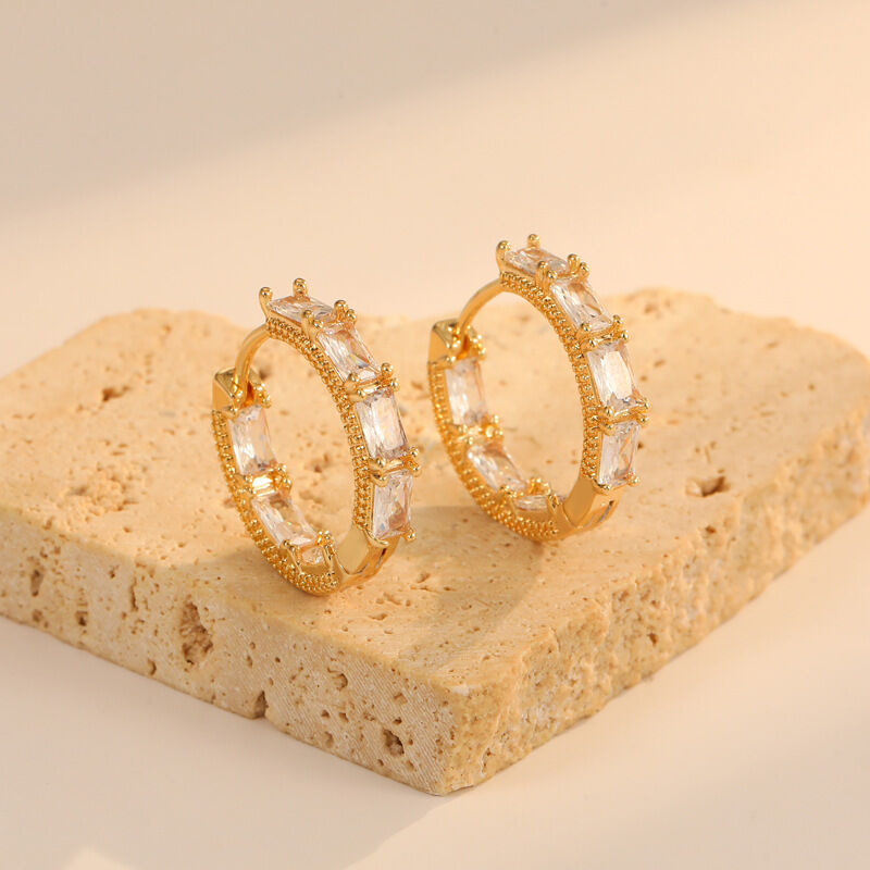 quality High Quality Gold Plated Brass Earrings Colored Zircon Earrings Fashion Women's Earrings Jewelry Accessories factory