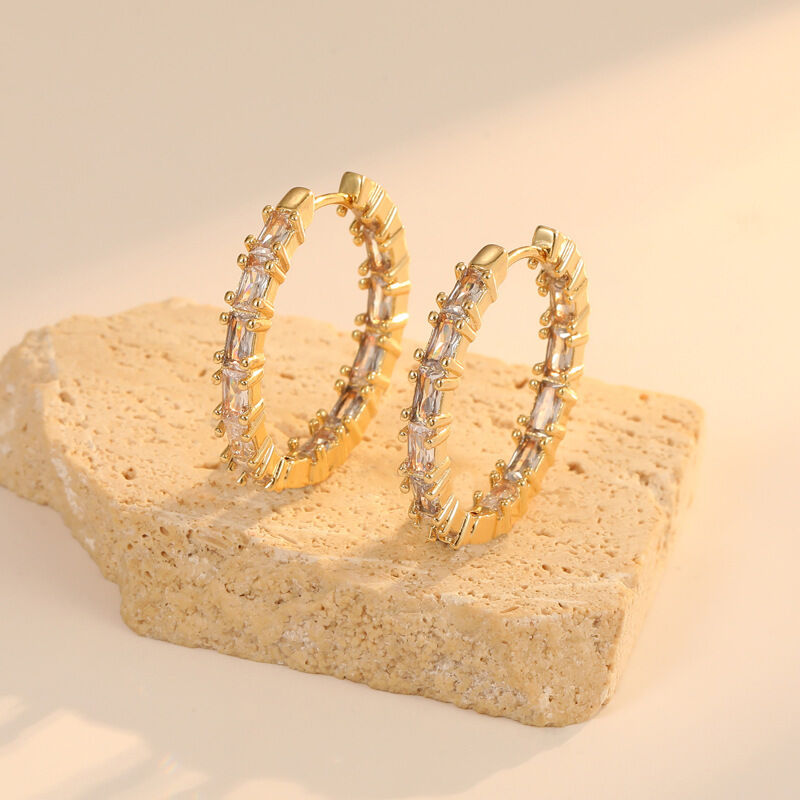 quality High Quality Gold Plated Brass Earrings Colored Zircon Earrings Fashion Women's Earrings Jewelry Accessories factory