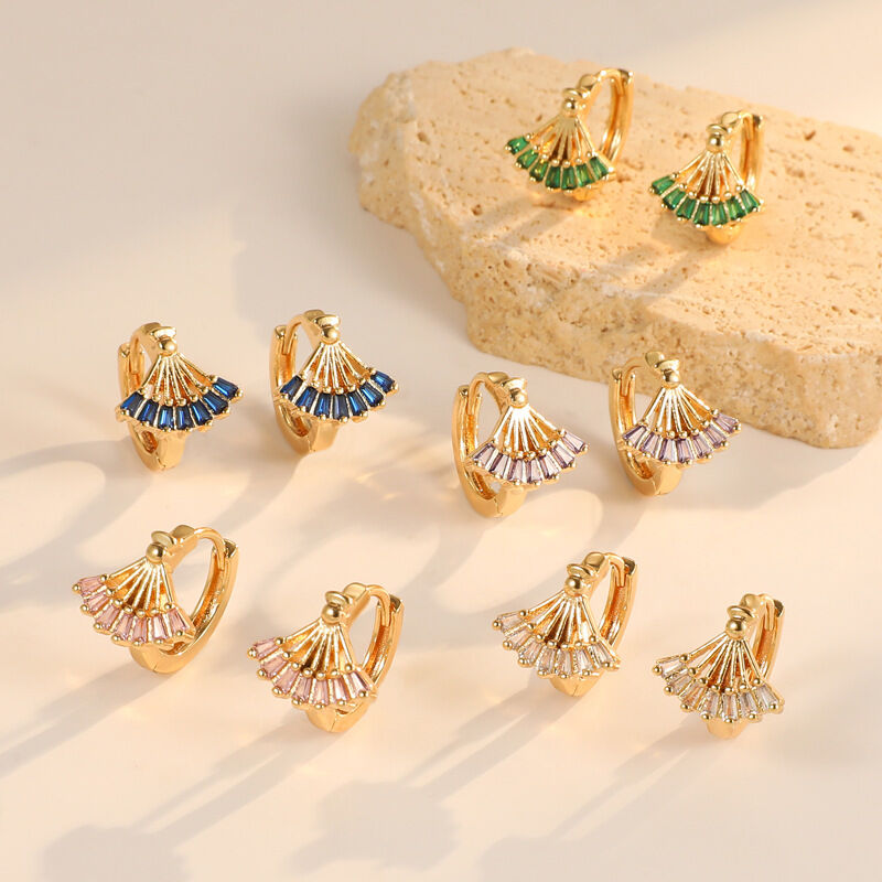 quality 14K Gold Plated Brass 925 Silver Needle Hypoallergenic Women's Earrings Colorful Zircon Earrings Women's Earring Accessories factory