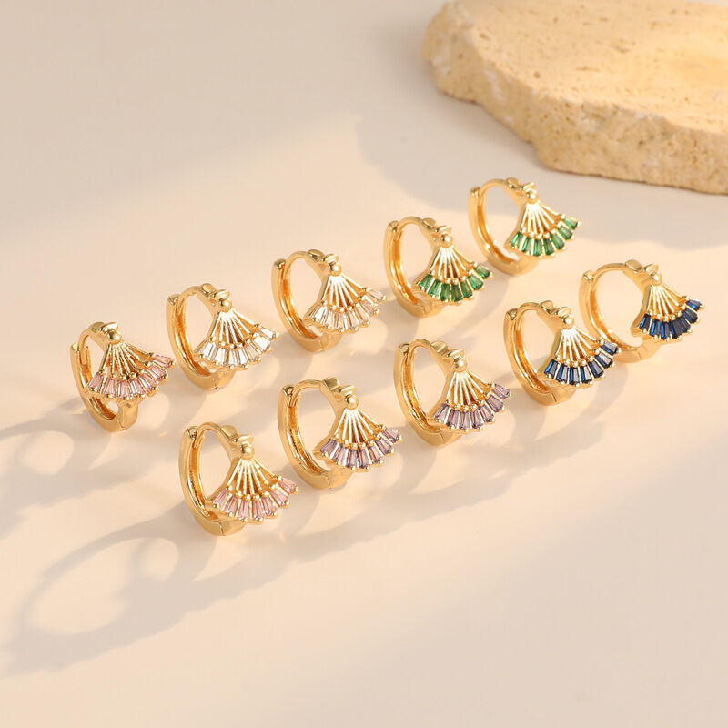 quality 14K Gold Plated Brass 925 Silver Needle Hypoallergenic Women's Earrings Colorful Zircon Earrings Women's Earring Accessories factory