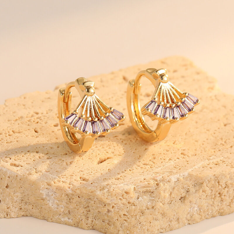 quality 14K Gold Plated Brass 925 Silver Needle Hypoallergenic Women's Earrings Colorful Zircon Earrings Women's Earring Accessories factory