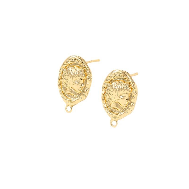 quality Wholesale 14K Gold Plated Diy Earring Accessories Portrait Women's Earrings With Rings  Jewelry Findings factory
