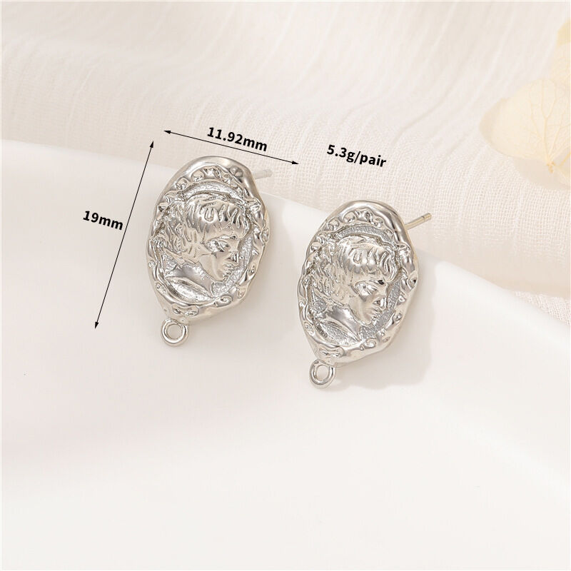 quality Wholesale 14K Gold Plated Diy Earring Accessories Portrait Women's Earrings With Rings  Jewelry Findings factory