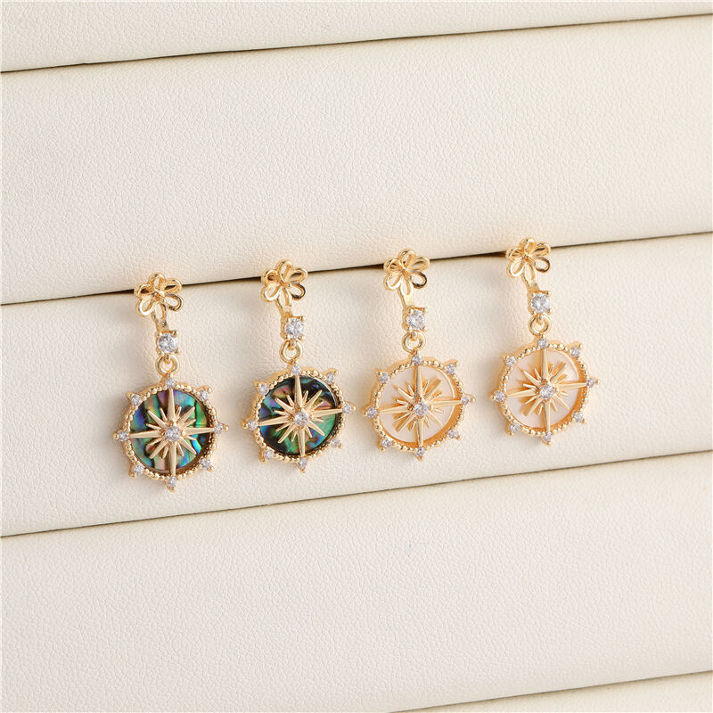 quality DIY Earring Accessories Star Pearl Earrings 14k Jewelry Empty Holder Silver Needle Abalone Earrings factory
