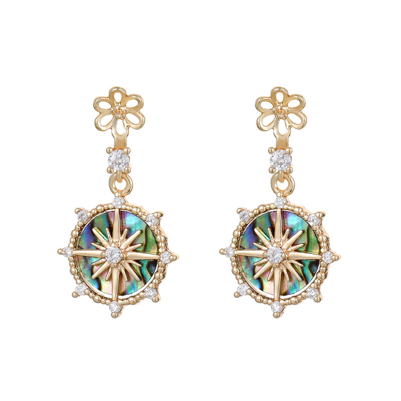 quality DIY Earring Accessories Star Pearl Earrings 14k Jewelry Empty Holder Silver Needle Abalone Earrings factory