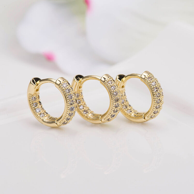 Quality Wholesale Customized Gold Plated Earrings Accessories Zircon Women's Earrings Jewelry Accessories Round Earrings factory