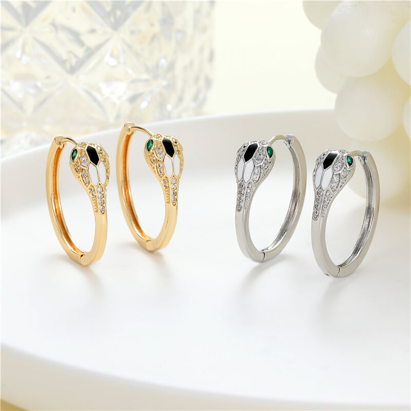quality Wholesale Jewelry Lovely Trendy Hoop Earring Fashion Snake Shape Round Design Hoop Loop Earrings for Women factory
