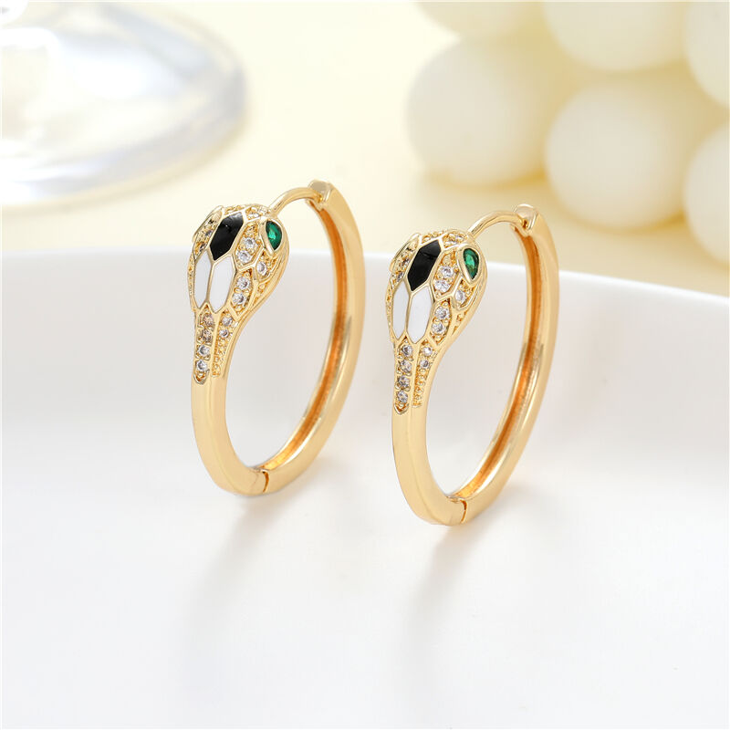 quality Wholesale Jewelry Lovely Trendy Hoop Earring Fashion Snake Shape Round Design Hoop Loop Earrings for Women factory