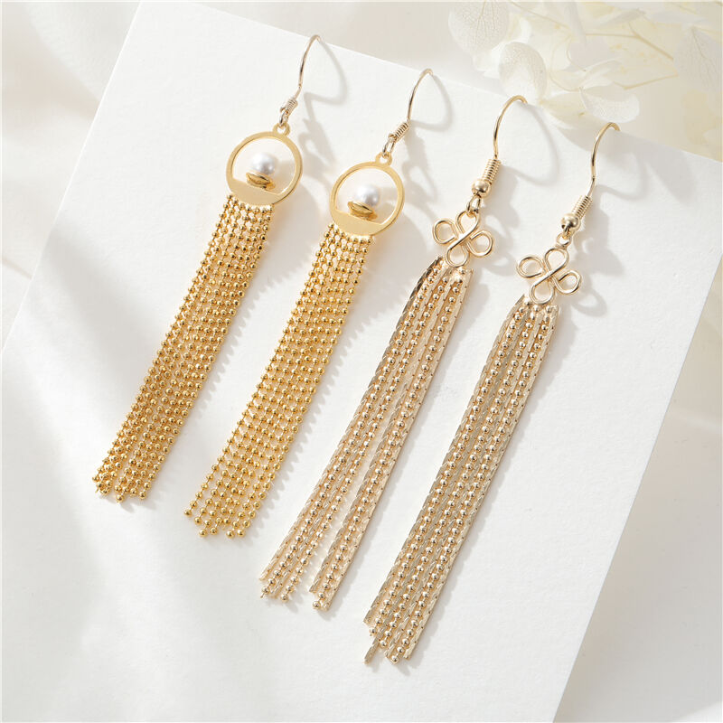 quality Korean Jewelry Hypoallergenic Classy Bow Pearl Bead Chain Tassel Drop Dangle Earrings Women Wholesale factory