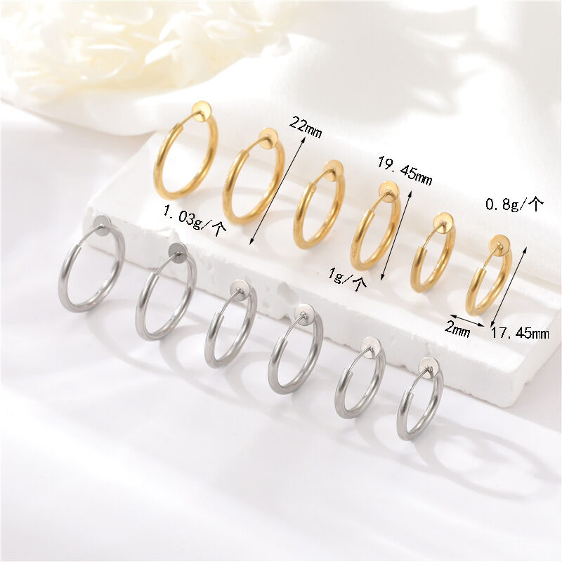 quality Wholesale Fashion Gold Plated Stainless Steel Spring Ear Clips No Piercings Required Premium Look Suitable for Both Men Women factory