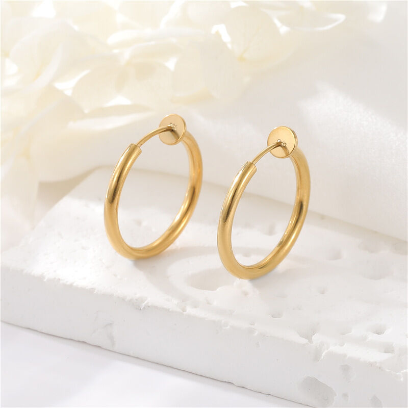 quality Wholesale Fashion Gold Plated Stainless Steel Spring Ear Clips No Piercings Required Premium Look Suitable for Both Men Women factory
