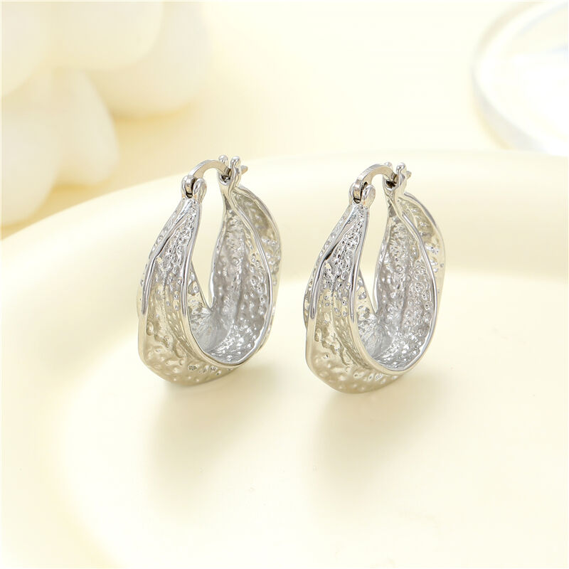 quality Jiexing Trendy Hoop Earring 14K Gold Plated Fashion Texture Shape Daily Design Hoop Loop Earrings for Women Girls factory